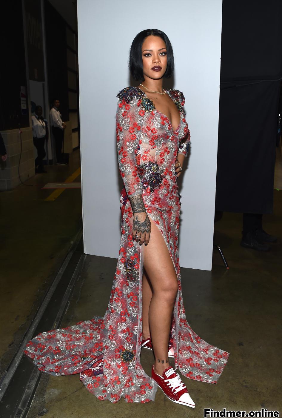 Rihanna Nude Sheer See Through Dress Nip Slip Photos Leaked - EroMe